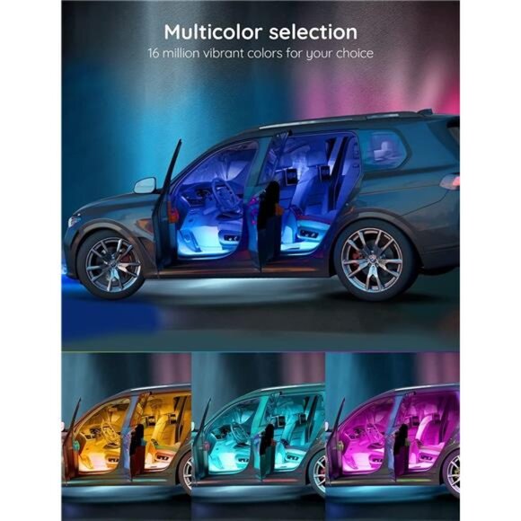 Car LED Lights, Smart Car Interior Lights with App Control, RGB Lights with DIY - Picture 2 of 7